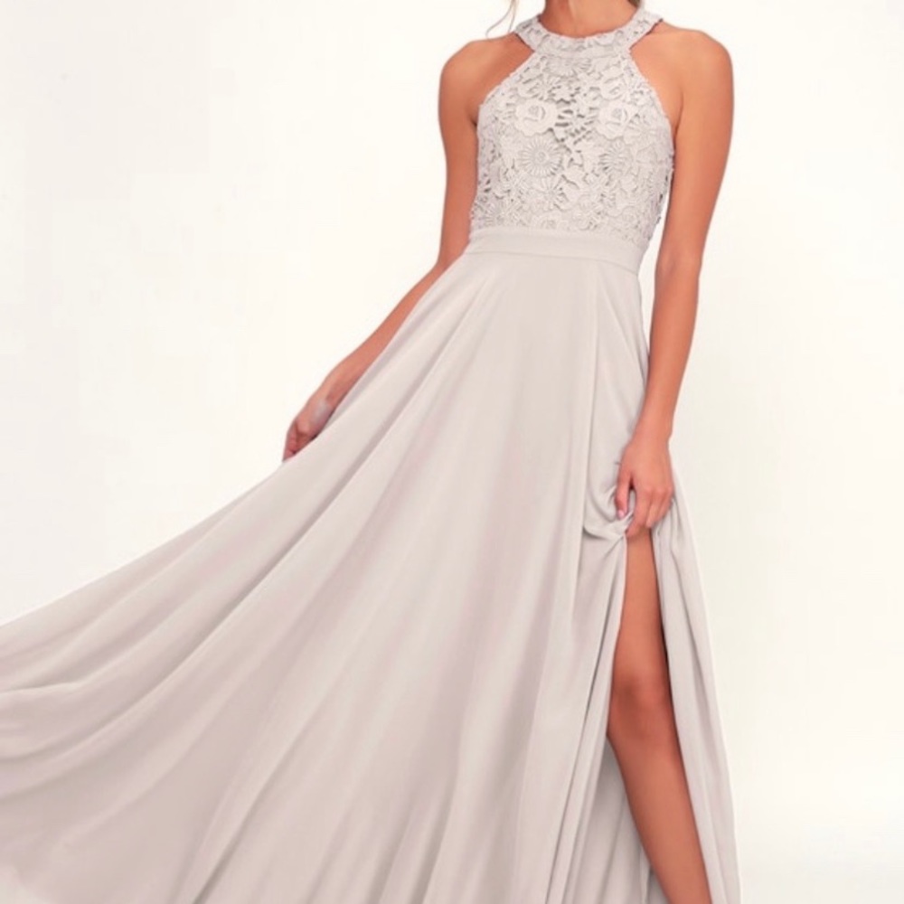 LULUS LIGHT GRAY MAXI DRESS